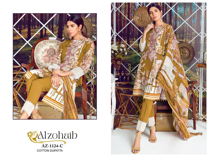 Alzohaib Az 1124 A To C Cotton Printed Pakistani Suits Wholesalers In Delhi